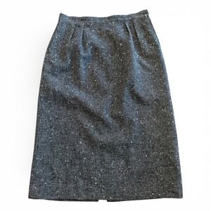 Pendleton Wool Tweed Skirt Size 14 Black White USA Lined Midi